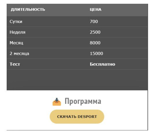 Desport стоимость программы