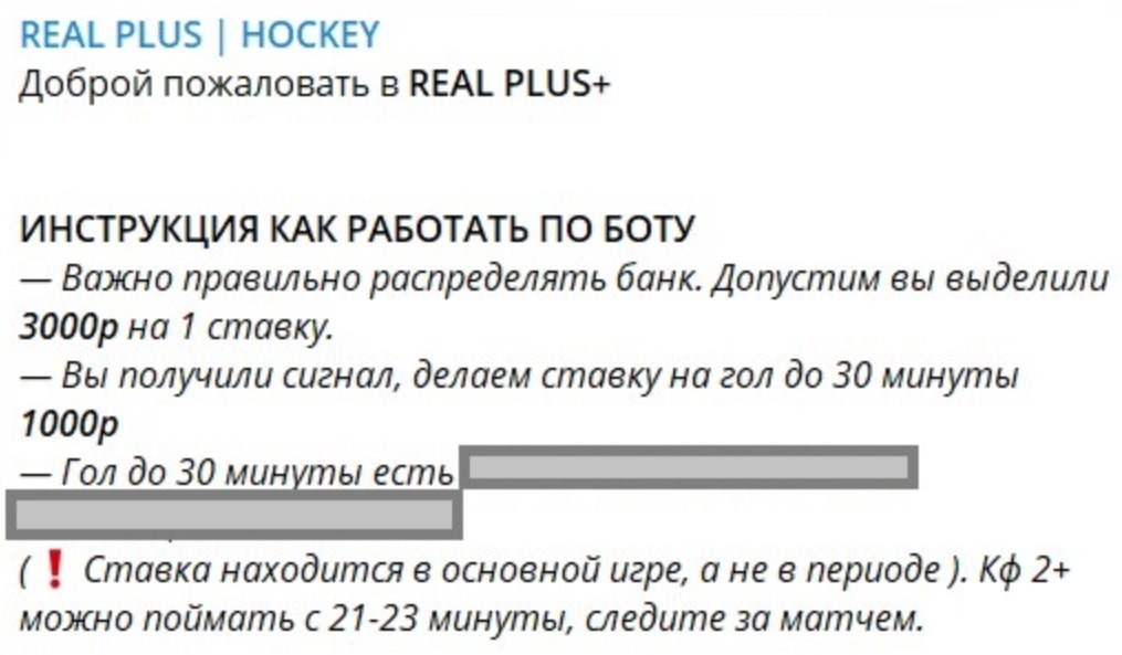 REAL PLUS HOCKEY телеграм пост